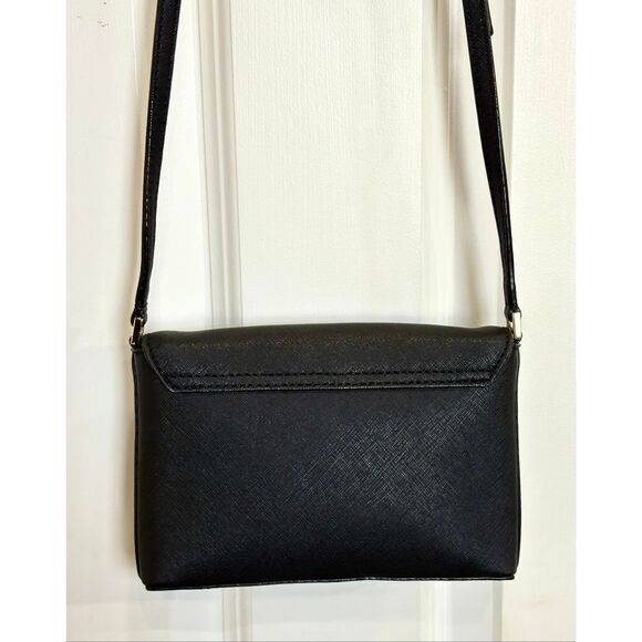 KATE SPADE - Newbury Lane Sally Saffiano Leather Turnlock Crossbody in Black. - Picture 2 of 14